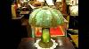 Antique Vtg Stained Slag Glass Green Tulip Shade 8 Panel Hanging Lamp Pendant